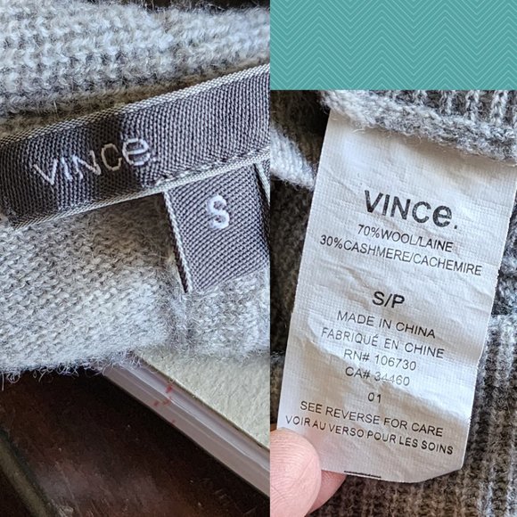 Vince Gray Wool Cashmere Blend Sleeveless Waterfall Cardigan - Picture 4 of 4